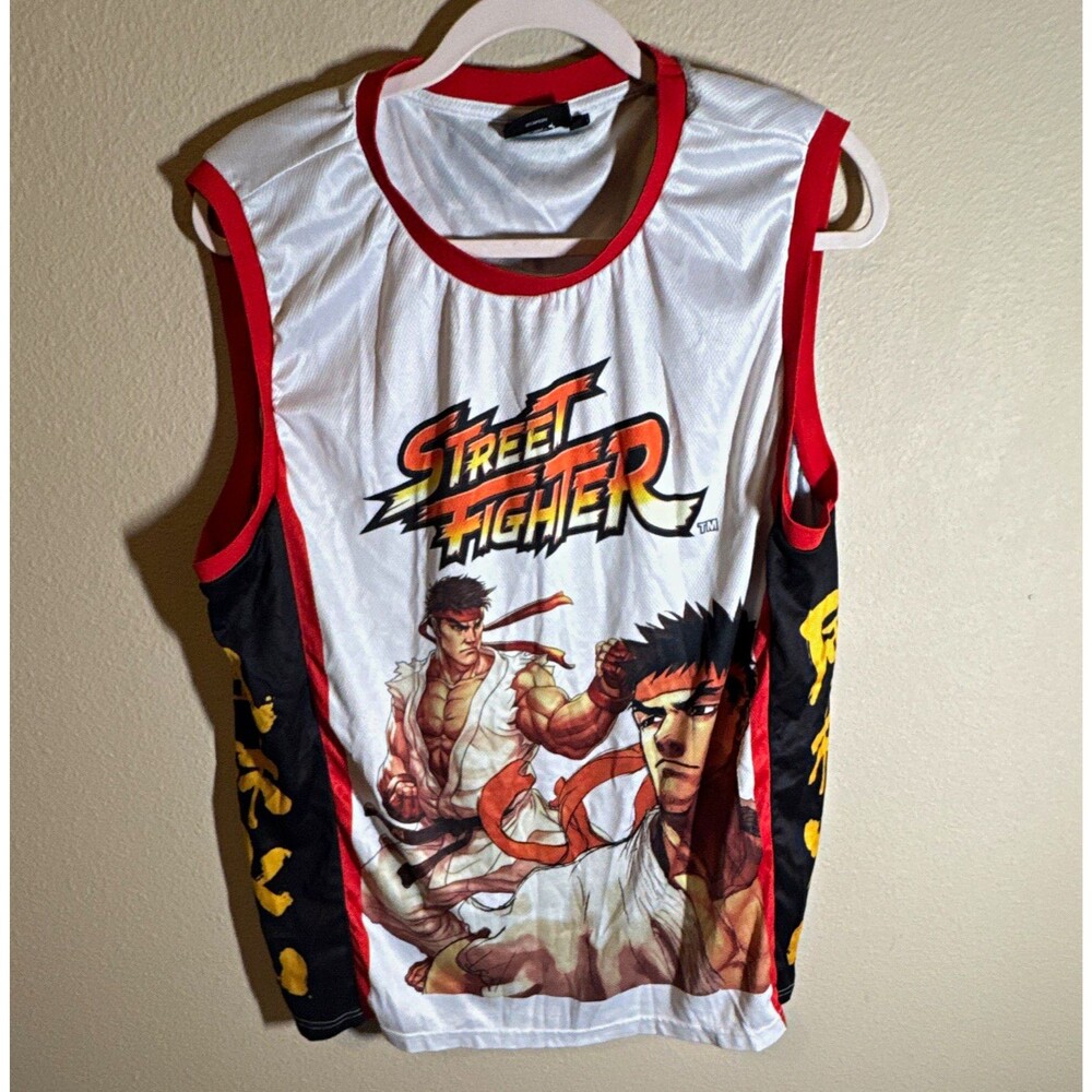 Street Fighter Ryu Mesh Jersey Tank Top Breathable Crew Neck Men’s XL